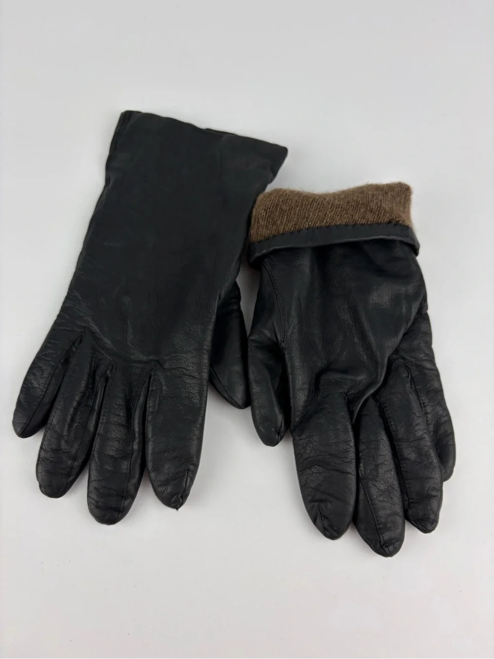 Aris 100% Cashmere Lined Leather Hand Gloves Black 8